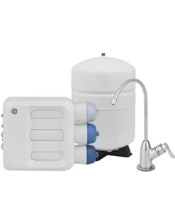 GE 3 Stage Reverse Osmosis Under Sink Water Filtration System with Faucet & Filters | Reduces 95+ Impurities including Lead, Chlorine, Arsenic | Filters FQ18PN, FQ18MN |GXRQ18NBN