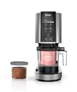 Ninja NC301 CREAMi Ice Cream Maker, for Gelato, Mix-ins, Milkshakes, Sorbet, Smoothie Bowls & More, 7 One-Touch Programs, with (2) Pint Containers & Lids, Compact Size, Perfect for Kids, Silver