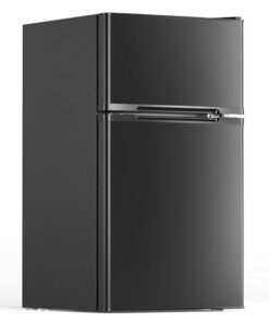 Electactic 3.1 Cu.Ft Mini Fridge with Freezer,2 Door Compact Refrigerator,Mini Fridge with Adjustable Removable Glass Shelves for Bedroom,Dorm or Apartment,Black