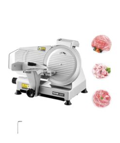 VEVOR Commercial Meat Slicer, 10 inch Electric Deli Food Slicer, 180W Meat Cutter with a Premium 65Mn Blade, 0-0.4 inch Adjustable Thickness, Food Slicer Machine for Meat Vegetables Hard Bread Cheese