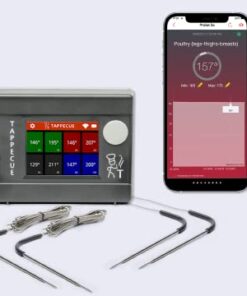Tappecue - True Wi-Fi Meat Thermometer | 4 x Dual Sensor Probes (2 in 1, measure meat and ambient temps) 8 readings for Grill BBQ Smokers, Internet Enabled & Alarm | Android & iOS Apps | Voice Control