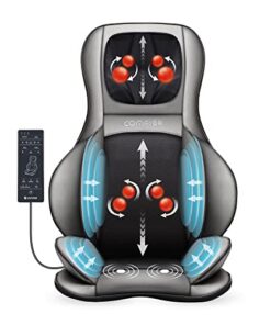 COMFIER Shiatsu Neck Back Massager with Heat, 2D ro 3D Kneading Massage Chair Pad, Adjustable Compression Seat Massager for Full Body Relaxation, Christmas Gifts for Dad Mom Women Men,Dark Gray