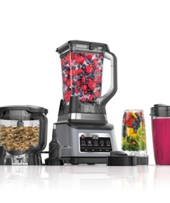 Ninja BN801 Professional Plus Kitchen System, 1400 WP, 5 Functions for Smoothies, Chopping, Dough & More with Auto IQ, 72-oz.* Blender Pitcher, 64-oz. Processor Bowl, (2) 24-oz. To-Go Cups, Grey