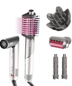 Shark FlexFusion Hair Dryer with Fusion Hair Brush, Diffuser, Ceramic Air Styler with Auto-Wrap Hair Curlers, Ceramic Plates, Metallic Mist HD642