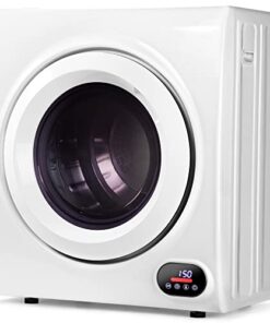 Euhomy Compact Laundry Dryer, 3.5 cu ft Front Load Stainless Steel Clothes Dryers With Exhaust Pipe, 1500W, LCD Control Panel Four-Function Portable Dryer For Apartments, Home, Dorm, White