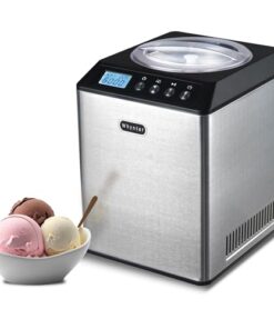 Whynter Ice Cream Maker Machine Automatic 2.1 Qt. Upright with Built-In Compressor, LCD Digital Display & Timer, No Pre-Freezing, ICM-201SB, Stainless Steel