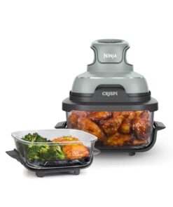 Ninja Crispi Air Fryer, Microwave, Freezer & Dishwasher Safe, Non Toxic Glass Portable Cooking System, 4 QT & 6 Cup Glass Containers with Storage Lids, Easy Meals, Air Fry, Bake, Green, FN101SG