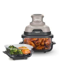 Ninja Crispi Air Fryer, Microwave, Freezer & Dishwasher Safe, Non Toxic Glass Portable Cooking System, 4 QT & 6 Cup Glass Containers with Storage Lids, Easy Meals, Air Fry, Bake, Stone, FN101ST