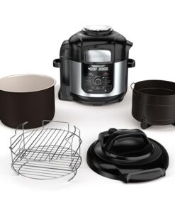 Ninja FD401 LP3 Foodi 12-in-1 Deluxe XL 8 qt. Pressure Cooker & Air Fryer that Steams, Slow Cooks, Sears, Sautés, Dehydrates & More, with 5 qt. Crisper Basket, Reversible Rack & Recipe Book, Silver