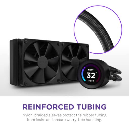 NZXT Kraken Elite 240 - RL-KN24E-B1 - 240mm AIO CPU Liquid Cooler - Customizable 2.36" LCD Display for Images, Performance Metrics and More - High-Performance Pump - 2 x F120P Fans - Black - Image 3