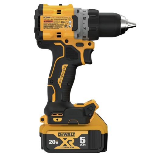 DEWALT 20V MAX* XR® Brushless Cordless 1/2 in. Drill/Driver Kit (DCD800P1), Yellow - Image 4