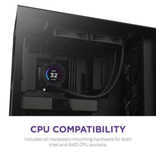 NZXT Kraken Elite 240 - RL-KN24E-B1 - 240mm AIO CPU Liquid Cooler - Customizable 2.36" LCD Display for Images, Performance Metrics and More - High-Performance Pump - 2 x F120P Fans - Black - Image 2