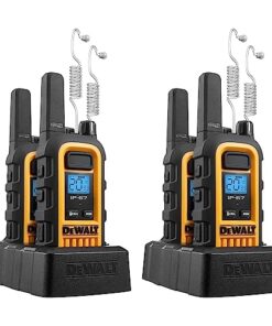 DEWALT DXFRS300 1 Watt Heavy Duty Walkie Talkies with Headsets - Waterproof, Shock Resistant, Long Range & Rechargeable Two-Way Radio with VOX (4 Pack) (2DXFRS300-SV1)