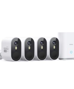 AOSU Security Cameras Outdoor Wireless, 4-Cam-Kit, 166° Ultra-Wide-Angle, Battery Powered, No Subscription, Home Security Cameras System with 2K Color Night Vision, Spotlight, Easy Setup, Motion Alert