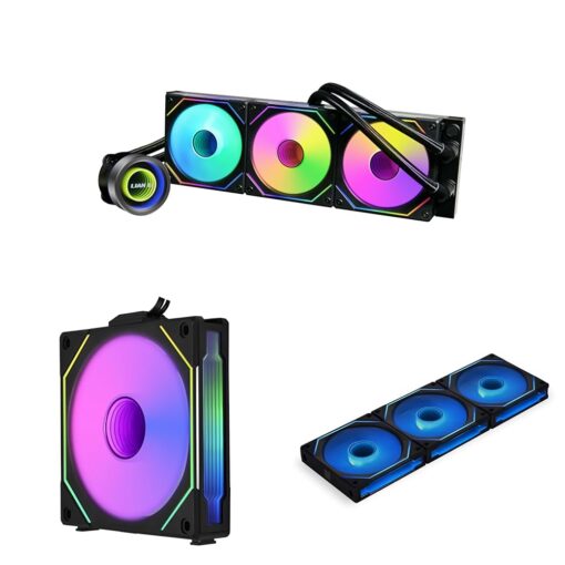 Lian Li GA2T36INB Galahad II Trinity 360 AIO CPU Liquid Cooler 360mm & SL Infinity 120 Reverse Blade Black Single Pack & UNI Fan SL-Infinity 120 RGB Triple Pack Black with Controller - UF-SLIN120-3B