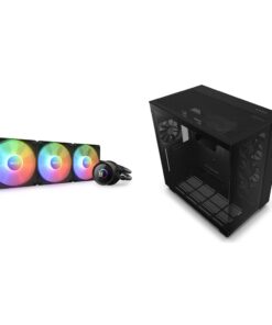 NZXT Kraken 360 RGB CPU Liquid Cooler & H9 Flow Dual-Chamber ATX Mid-Tower PC Case - 360mm AIO Cooler with Customizable LCD Display & High Airflow Case with Glass Panels