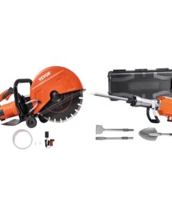 VEVOR Electric Concrete Saw, 14 in Circular Saw Cutter with 5 in Cutting Depth, Wet/Dry Disk & Demolition Jack Hammer, 2200W Electric Jackhammer Heavy Duty, 1350 BPM Concrete Breaker 4pcs