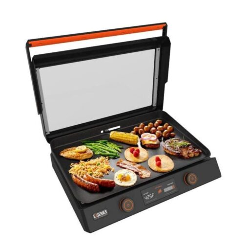 Blackstone 22-Inch Electric Griddle - 1200W Non Stick Ceramic Titanium Coated Stainless Steel Tabletop Griddle with EZ-Touch Control Dial, LCD Display, Patented Rotate & Remove Glass Hood - 8001 - Image 2