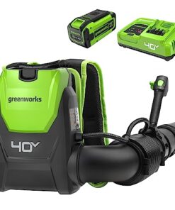Greenworks 40V (165 MPH / 660 CFM / 75+ Compatible Tools) Cordless Brushless Backpack Leaf Blower, 8.0Ah Battery and Charger Included, Green