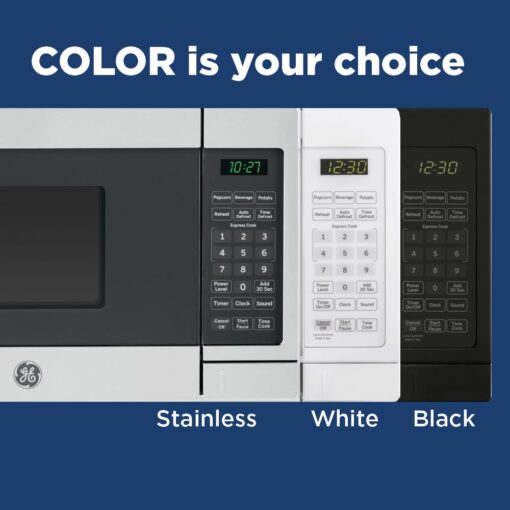 GE Countertop Microwave Oven, Compact 0.7 Cubic Ft., 700-watt Capacity, 6 Auto Cooking Settings, Kitchen Essentials for the Countertop, Dorm Room or Apartment, Stainless Steel - Image 3