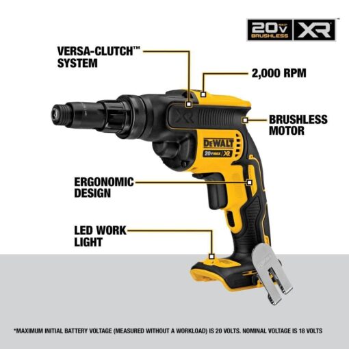 DEWALT 20V MAX XR Screw Gun, Versa-Clutch, Adjustable Torque, Tool Only (DCF622B) - Image 5
