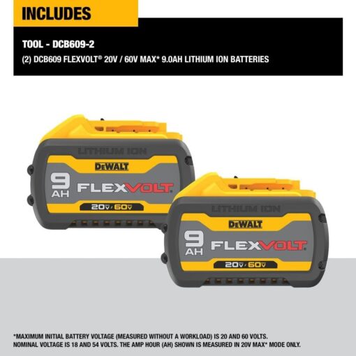 DEWALT FLEXVOLT 20V/60V MAX* Batteries, 9.0-Ah, 2-Pack (DCB609-2) - Image 8
