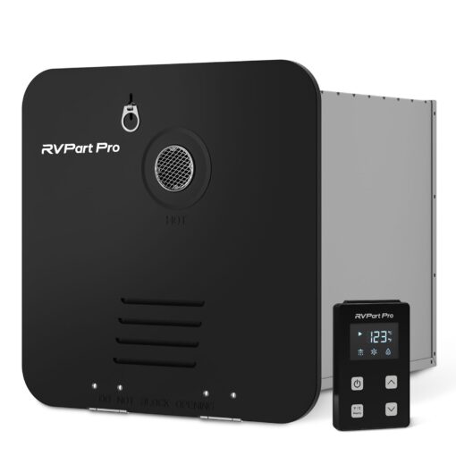 RV Tankless Water Heater Propane Gas, RVPart Pro, with 15"x15" Black Door and Remote Controller, DC 12V, 7×24 Technical Support, High Altitude, Easy Installation, Compatible with All RVs,GT42,Black