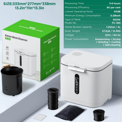 4L Electric Composter for Kitchen, Smart Compost Bin Outdoor/Indoor, Odorless/Auto-Cleaning/ 3 Modes/Intelligent LED Display, Turn Food Waste to Fertilizer for Garden, Food Waste Compost Machine - Image 2