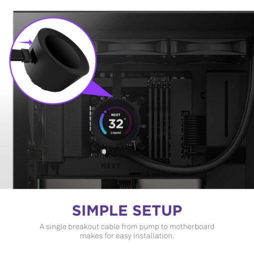 NZXT Kraken Elite 240 - RL-KN24E-B1 - 240mm AIO CPU Liquid Cooler - Customizable 2.36" LCD Display for Images, Performance Metrics and More - High-Performance Pump - 2 x F120P Fans - Black - Image 4