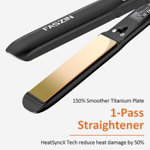 Faszin Professional Hair Straightener, 1.18 inch Ionic Titanium Plate, 20S Fast Heat Up Flat Iron with Clear LED Display, 2 in 1 Straightener and Curler Styling Tool for Straighten Hair (Black) - Image 8
