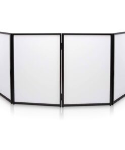 Pyle DJ Booth Foldable Cover Screen - Portable Event Facade Front Board Video Light Projector Display Scrim Panel with Folding Steel Frame Panel Stand, Stretchable Lycra Spandex - PDJFAC10 (White)