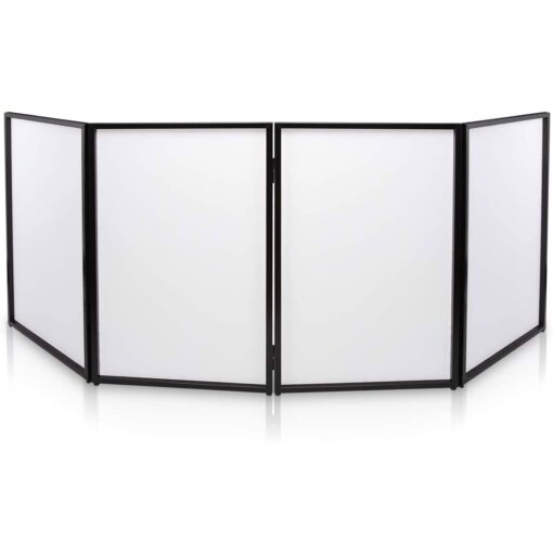 Pyle DJ Booth Foldable Cover Screen - Portable Event Facade Front Board Video Light Projector Display Scrim Panel with Folding Steel Frame Panel Stand, Stretchable Lycra Spandex - PDJFAC10 (White)