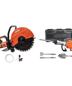 VEVOR Electric Concrete Saw, 16 in, 3200 W 15 A Motor Circular Saw Cutter with Max. & Demolition Jack Hammer, MAX 2200W Electric Jackhammer Heavy Duty, 1350 BPM Concrete Breaker