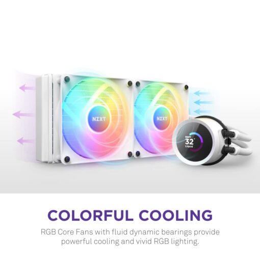 NZXT Kraken 240 RGB - 240mm AIO CPU Liquid Cooler - Customizable 1.54"" Square LCD Display for Images, Performance Metrics - High-Performance Pump - 2 x F120 RGB Core Fans - White - Image 5