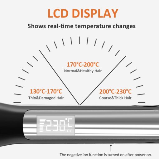 Faszin Professional Hair Straightener, 1.18 inch Ionic Titanium Plate, 20S Fast Heat Up Flat Iron with Clear LED Display, 2 in 1 Straightener and Curler Styling Tool for Straighten Hair (Black) - Image 2
