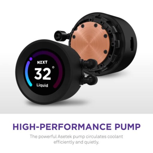 NZXT Kraken Elite 240 - RL-KN24E-B1 - 240mm AIO CPU Liquid Cooler - Customizable 2.36" LCD Display for Images, Performance Metrics and More - High-Performance Pump - 2 x F120P Fans - Black - Image 6