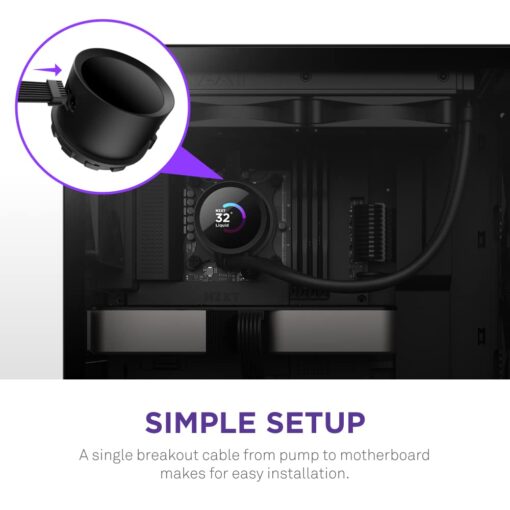 NZXT Kraken 240 - 240mm AIO CPU Liquid Cooler - Customizable 1.54" Square LCD Display for Images, Performance Metrics and More - High-Performance Pump - 2 x F120P Fans - Black - Image 4