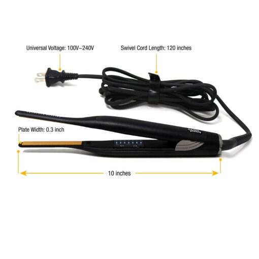 Glampalm Ceramic Flat Iron Hair Straightener, Korea No.1 Salon Haircare Tool, 7 Heat Settings 150° - 450°, 0.3" Small Styling Iron 10 Sec Heat Up, 3D Swivel Cord & Universal Voltage (GP141) - Image 4