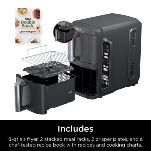 Ninja Air Fryer, 8 QT DoubleStack 2-Basket, Space Saving Design, Cooks 2lb Chicken Wings, Feeds up to 6 People, 6-in1 Air Fryer, Roast, Bake & More, Easy to Clean, Dishwasher Safe Parts, Black, SL201 - Image 3
