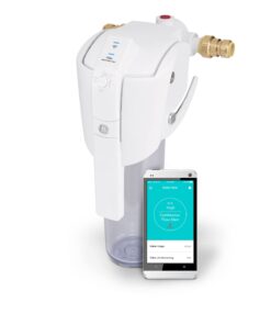 GE Whole House Water Filtration System (GXWH70M), Smart Connected with Leak Detection & Remote Water Shutoff, Reduces Sediment, Rust & More, Install Kit Included, Filter Not Included