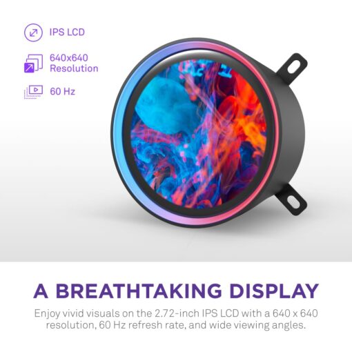 NZXT Kraken Elite 240 RGB 2024 - AIO CPU Liquid Cooler - 240mm Radiator - F240 RGB Core Fan - Customizable 2.72" IPS LCD - NZXT Turbine Pump - AMD® AM5, AM4 - Intel® LGA 1851/1700, 1200/115X - Black - Image 10