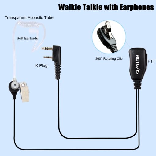 Retevis RT22S Walkie Talkies for Adults,2 Way Radio with Earpiece, Portable FRS Two-Way Radios,Channel Display, Mini Rechargeable Walkie Talkie for Church School Retail Restaurant Automotive(10 Pack) - Image 5