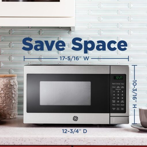 GE Countertop Microwave Oven, Compact 0.7 Cubic Ft., 700-watt Capacity, 6 Auto Cooking Settings, Kitchen Essentials for the Countertop, Dorm Room or Apartment, Stainless Steel - Image 6