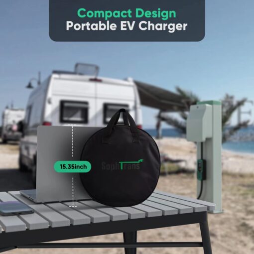 SOPHTRANS Level 2 EV Charger,10 to 40 Amp with J1772 NEMA 14-50 Thick Cable (8AWG), Wall Mounted & Portable Electric Car Charger with WiFi (100-240V,25ft) (Black) - Image 2