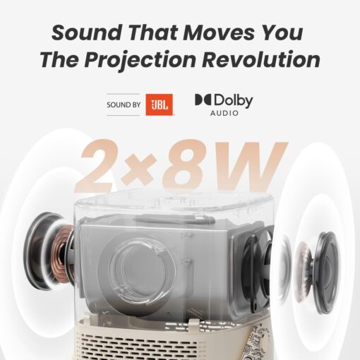 [Sound by JBL& Built-in Battery] Yaber T2 Outdoor Projector with WiFi 6 and Bluetooth, Native 1080P Smart Portable Projector for Inside Outside,Compatible with TV Dongle(Not included)(K.H Edition) - Image 7