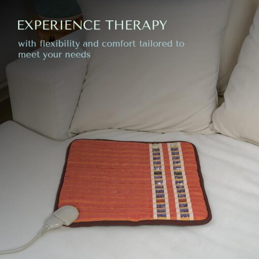 HealthyLine TAO Far Infrared Heating Pad - Small Natural Crystal Gemstones Mat for Back Pain - Electric Auto Shut Off - Rejuvenating Negative Ions Therapy - 18" x 18" - Image 4