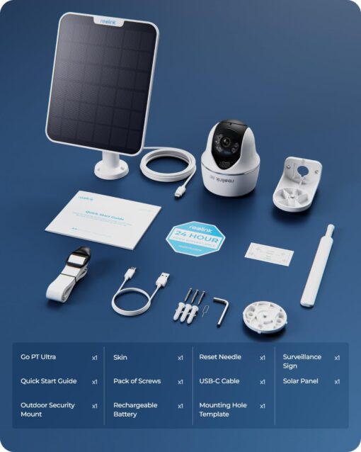 REOLINK Go PT Ultra+SP - 4K Cellular Security Camera Wireless Outdoor, No WiFi, 3G/4G LTE, Support (AT&T/T-Mobile), Solar Powered, Color Night Vision, Local/Cloud Storage, Smart Detection - Image 2