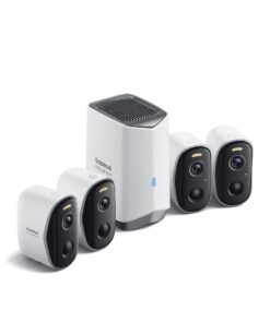 Baseus Wireless Cameras for Home Security, N1 4-Cam Kit with 2K Clarity, No Monthly Fee, 16TB Expandable Local Storage, 210-Day Battery Life, Spotlight & Alarm, Works with Alexa and Google Home