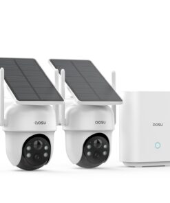 AOSU Security Cameras Outdoor Wireless, 2 Cam-Kit, No Subscription, Solar-Powered, Home Security Cameras System with 360° Pan & Tilt, Auto Tracking, 2K Color Night Vision, Easy Setup, 5G & 2.4G WiFi