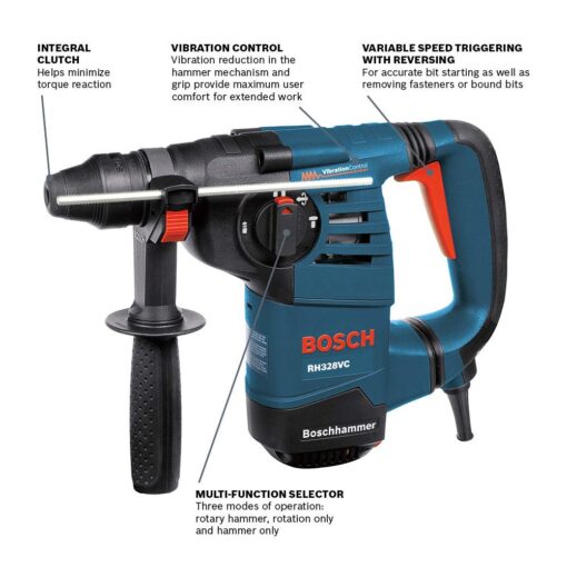 BOSCH RH328VC 1-1/8 Inch SDS-plus Rotary Hammer with Variable Speed, Vibration Control - Image 10